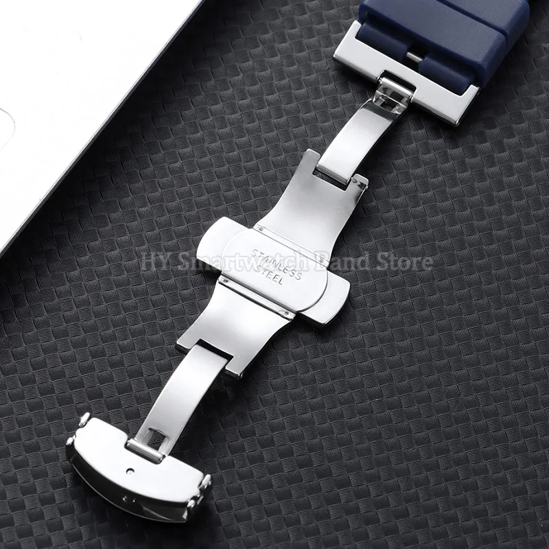 18mm 20mm 22mm 24mm Silicone Watch Strap for Omega for Roelx for Huawei Quick Release Belt Fold Clasp Waterproof Rubber Bracelet