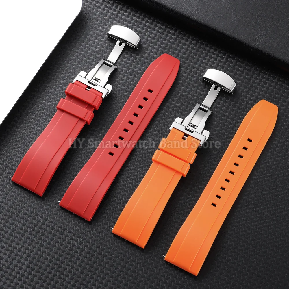 18mm 20mm 22mm 24mm Silicone Watch Strap for Omega for Roelx for Huawei Quick Release Belt Fold Clasp Waterproof Rubber Bracelet