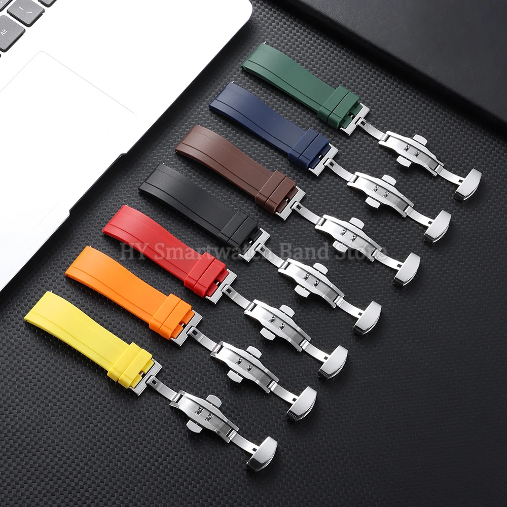 18mm 20mm 22mm 24mm Silicone Watch Strap for Omega for Roelx for Huawei Quick Release Belt Fold Clasp Waterproof Rubber Bracelet