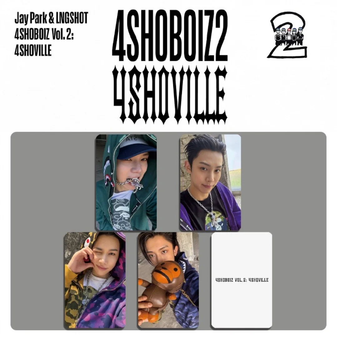 4PCS Kpop New Boy Group LNGSHOT New Album "4SHOBOIZ Vol.2 4SHOVILLE" Music Card OHYUL LOUIS RYUL WOOJIN Small Cards Photocards