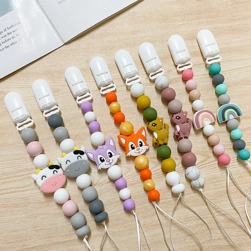 10pcs Silicone Cartoon Bead Baby Pacifier Bead Pacifier Chain Accessories Ornaments
