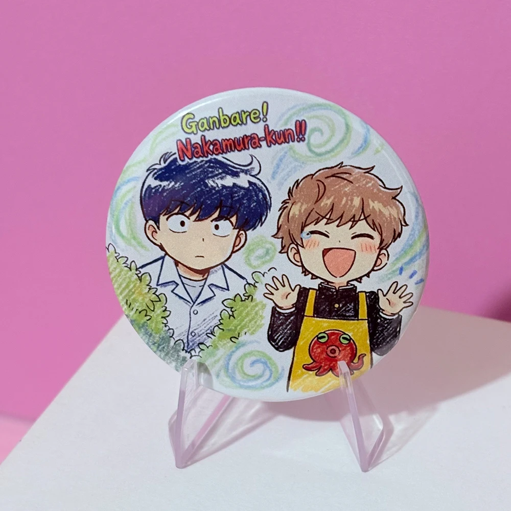 1/2pcs Anime Ganbare! Nakamura-kun! Go for It, Nakamura! Cosplay Badge Metal Brooches SPTE Tinplate Brooch﻿ Cosplay Prop Gifts