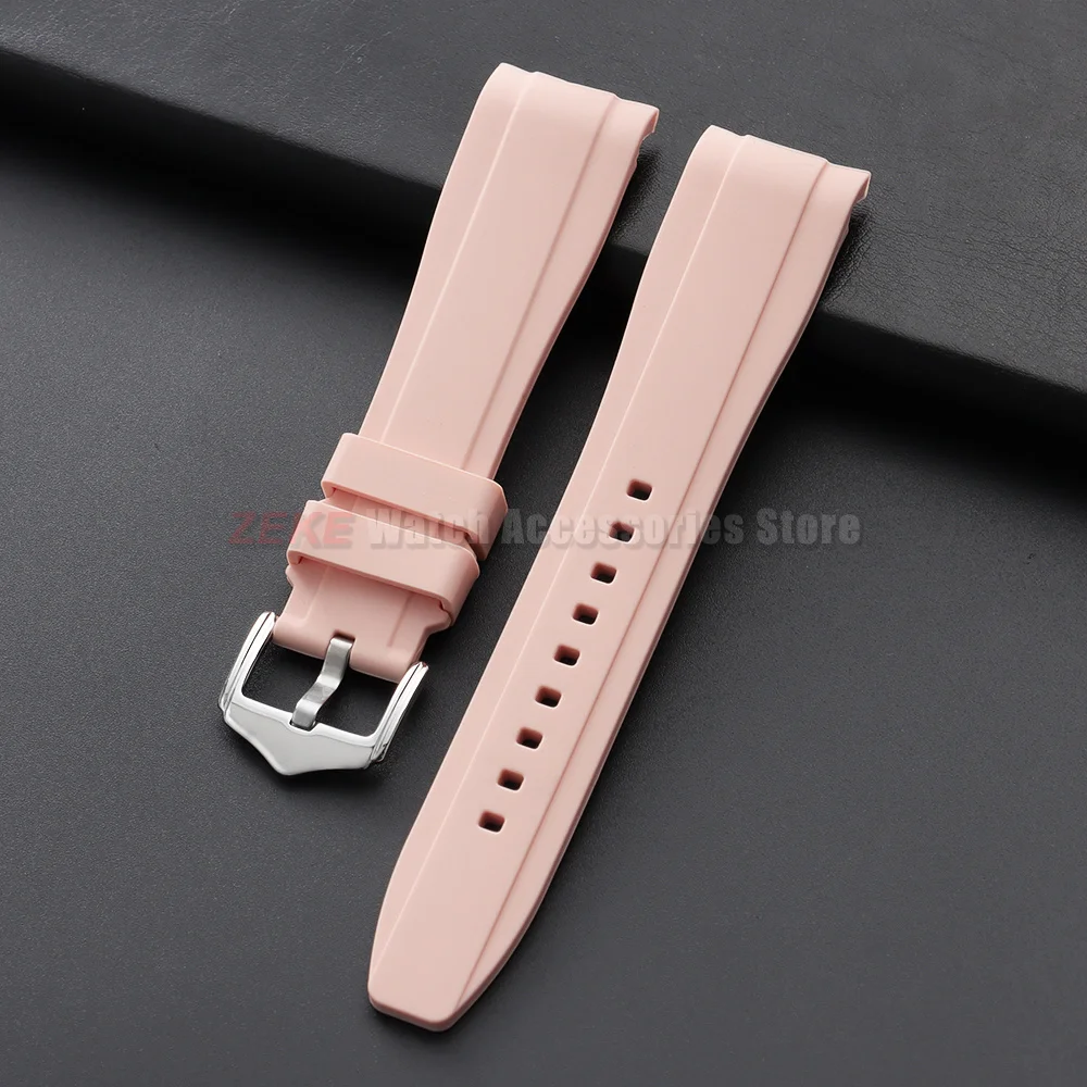 20mm 22mm Rubber Strap for Rolex Curved End Silicone Watch Band for Swatch Universal Men Women Sports Waterproof Wristband Belt