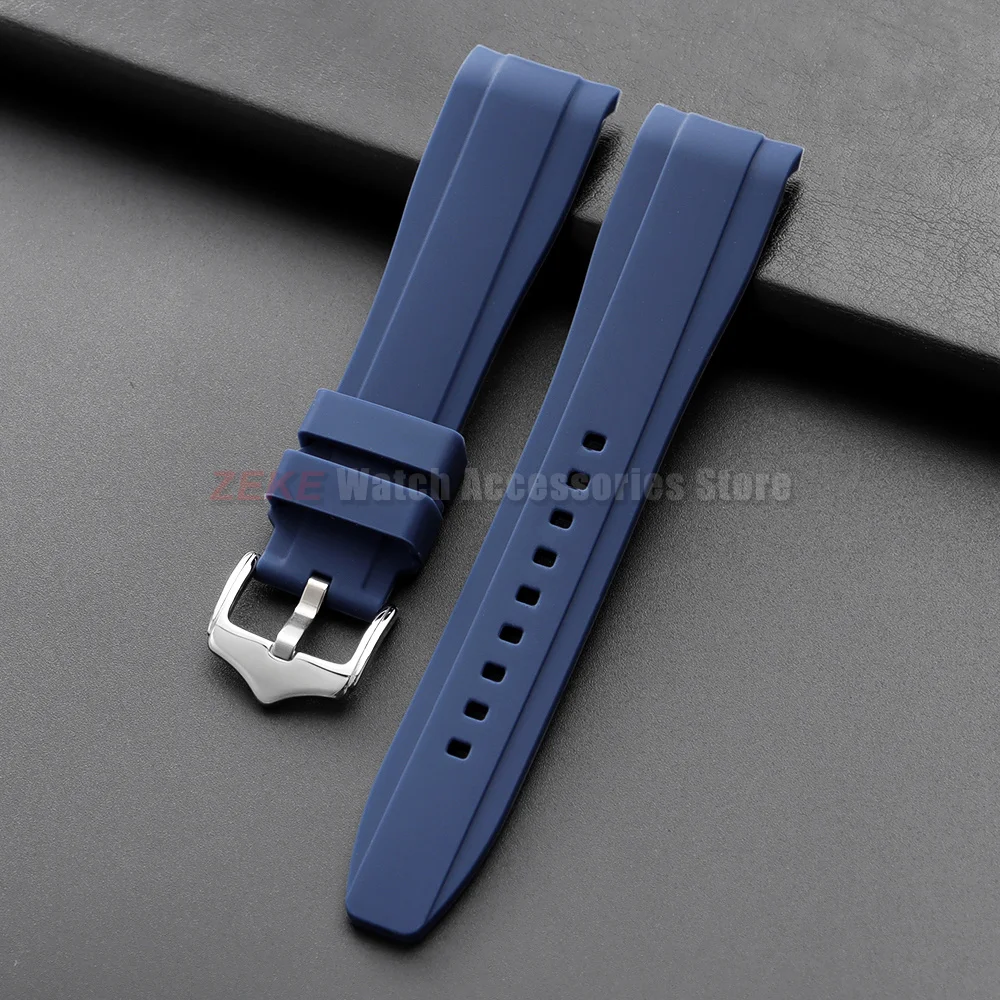 20mm 22mm Rubber Strap for Rolex Curved End Silicone Watch Band for Swatch Universal Men Women Sports Waterproof Wristband Belt