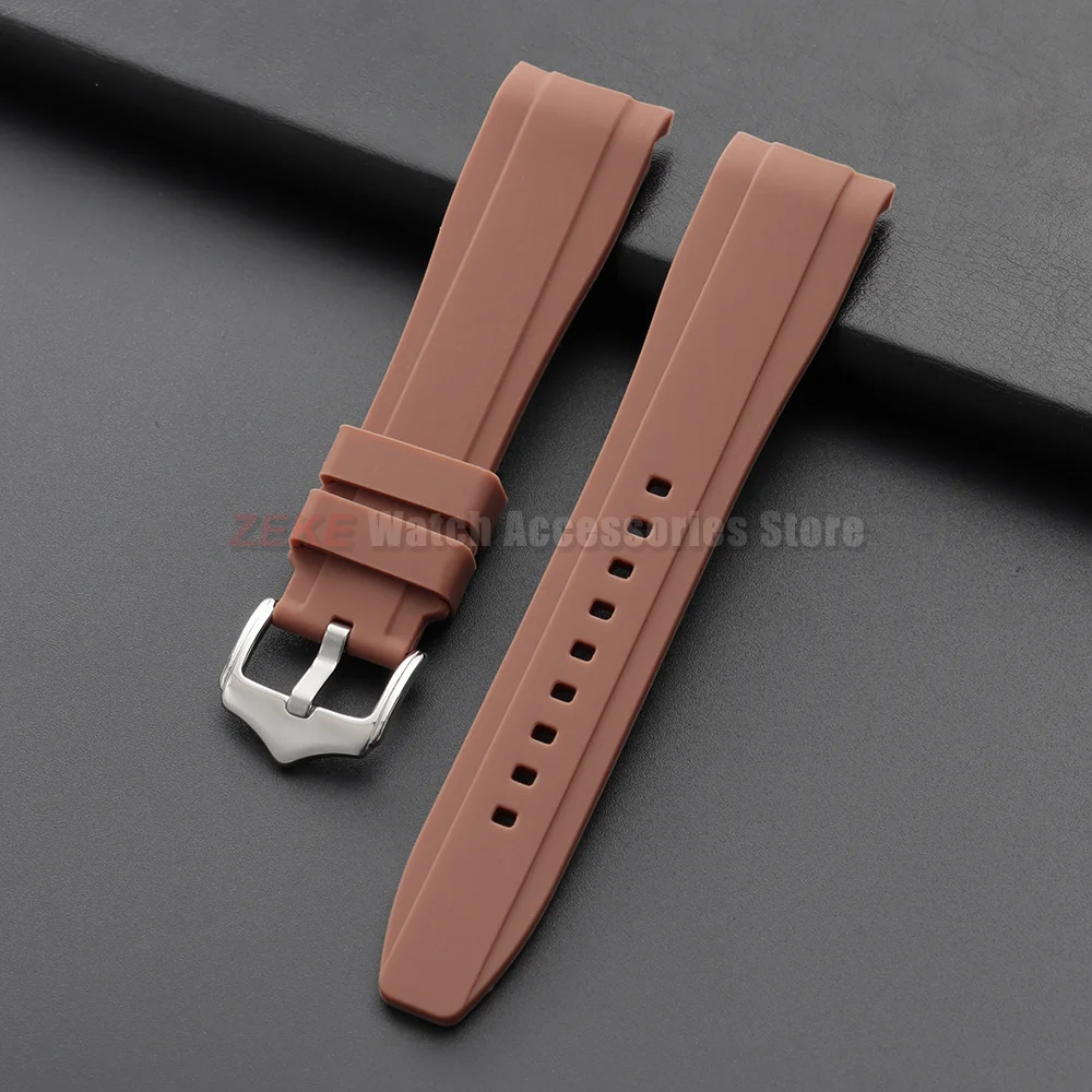 20mm 22mm Rubber Strap for Rolex Curved End Silicone Watch Band for Swatch Universal Men Women Sports Waterproof Wristband Belt