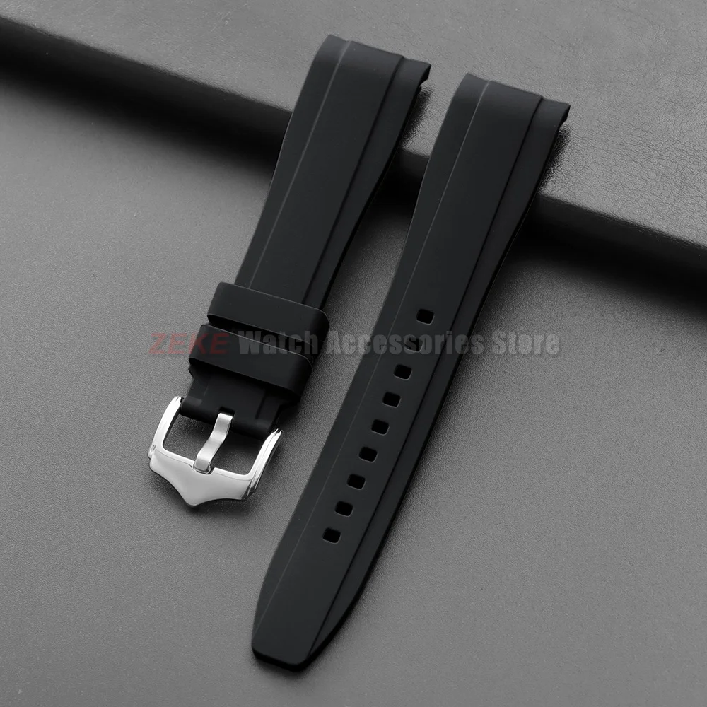 20mm 22mm Rubber Strap for Rolex Curved End Silicone Watch Band for Swatch Universal Men Women Sports Waterproof Wristband Belt