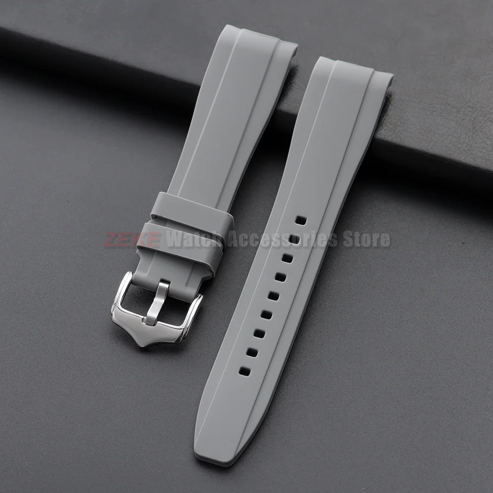 20mm 22mm Rubber Strap for Rolex Curved End Silicone Watch Band for Swatch Universal Men Women Sports Waterproof Wristband Belt