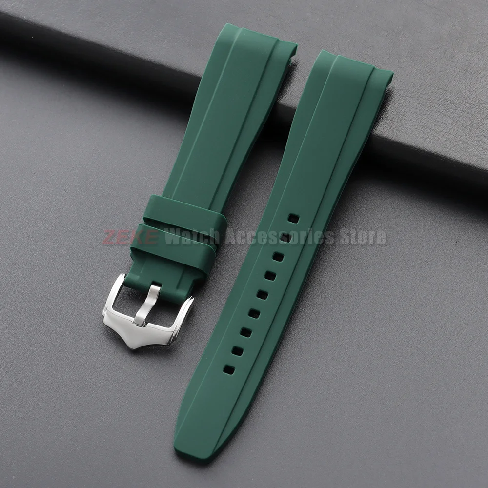 20mm 22mm Rubber Strap for Rolex Curved End Silicone Watch Band for Swatch Universal Men Women Sports Waterproof Wristband Belt