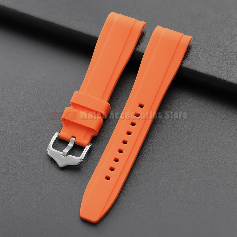 20mm 22mm Rubber Strap for Rolex Curved End Silicone Watch Band for Swatch Universal Men Women Sports Waterproof Wristband Belt