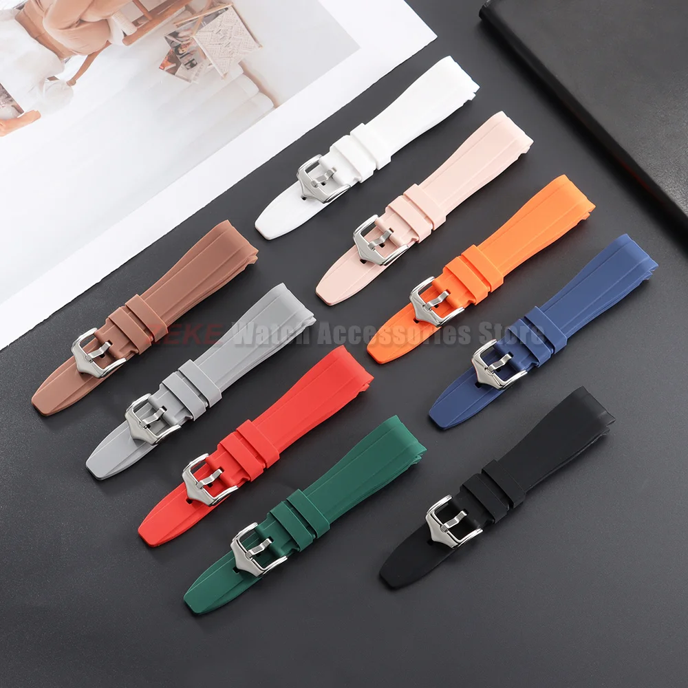 20mm 22mm Rubber Strap for Rolex Curved End Silicone Watch Band for Swatch Universal Men Women Sports Waterproof Wristband Belt