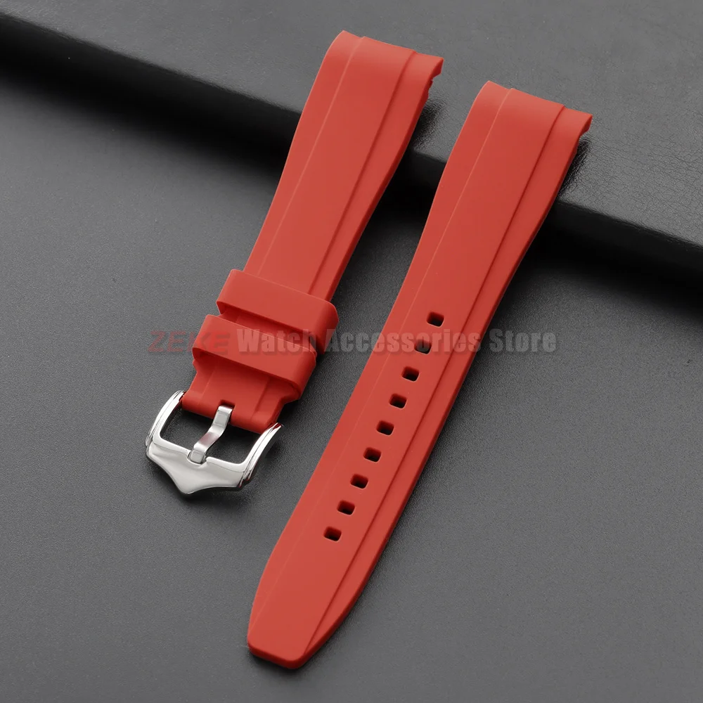 20mm 22mm Rubber Strap for Rolex Curved End Silicone Watch Band for Swatch Universal Men Women Sports Waterproof Wristband Belt
