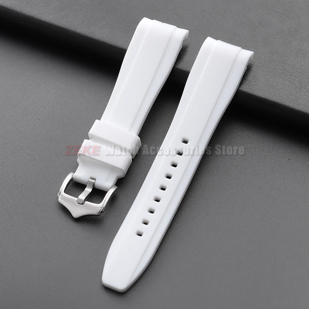 20mm 22mm Rubber Strap for Rolex Curved End Silicone Watch Band for Swatch Universal Men Women Sports Waterproof Wristband Belt