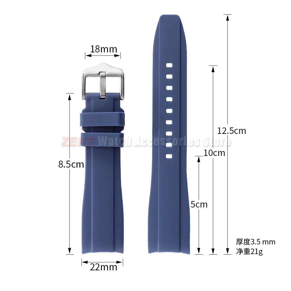 20mm 22mm Rubber Strap for Rolex Curved End Silicone Watch Band for Swatch Universal Men Women Sports Waterproof Wristband Belt