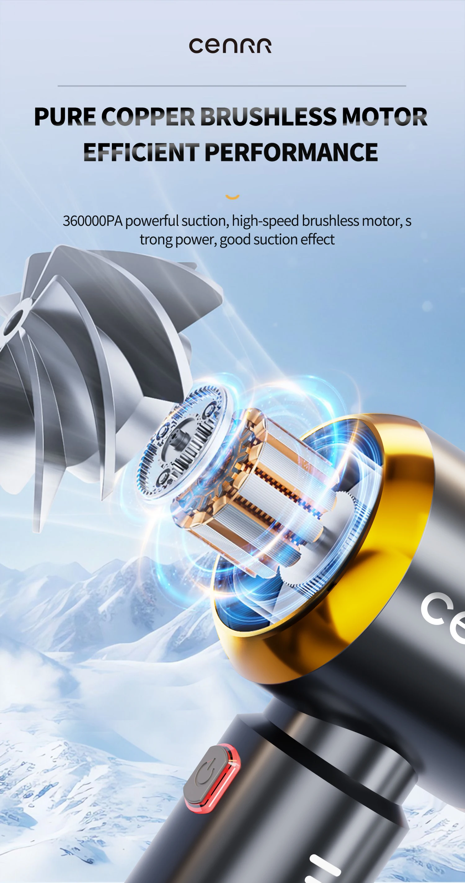 CENRR Portable Wireless Car Vacuum Cleaner Mini Powerful 998000PA Home Appliance Handheld Blower Vacuum Cleaner for Car Cleaner