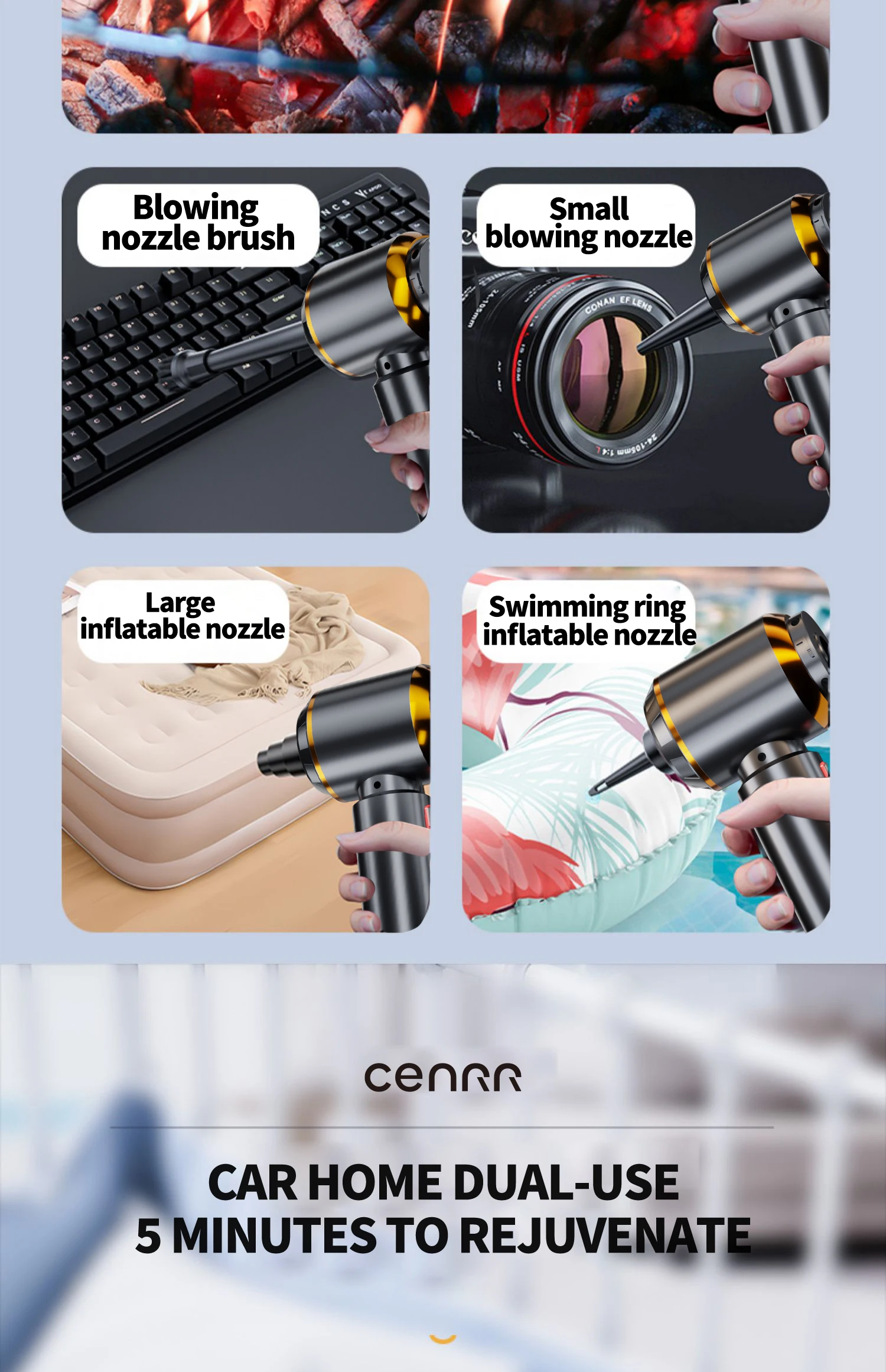CENRR Portable Wireless Car Vacuum Cleaner Mini Powerful 998000PA Home Appliance Handheld Blower Vacuum Cleaner for Car Cleaner