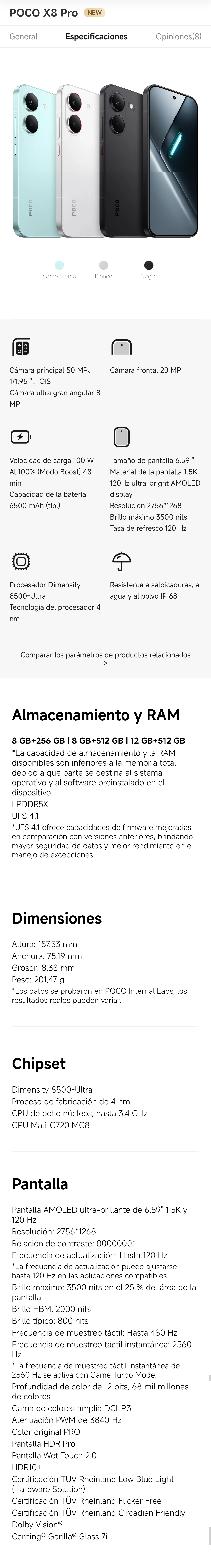 POCO X8 Pro 5G European Version 256GB/512GB 6.59" AMOLED 1.5K 120Hz 6210mAh 50MP OIS IP68 NFC Dimensity 8500-Ultra No Charger