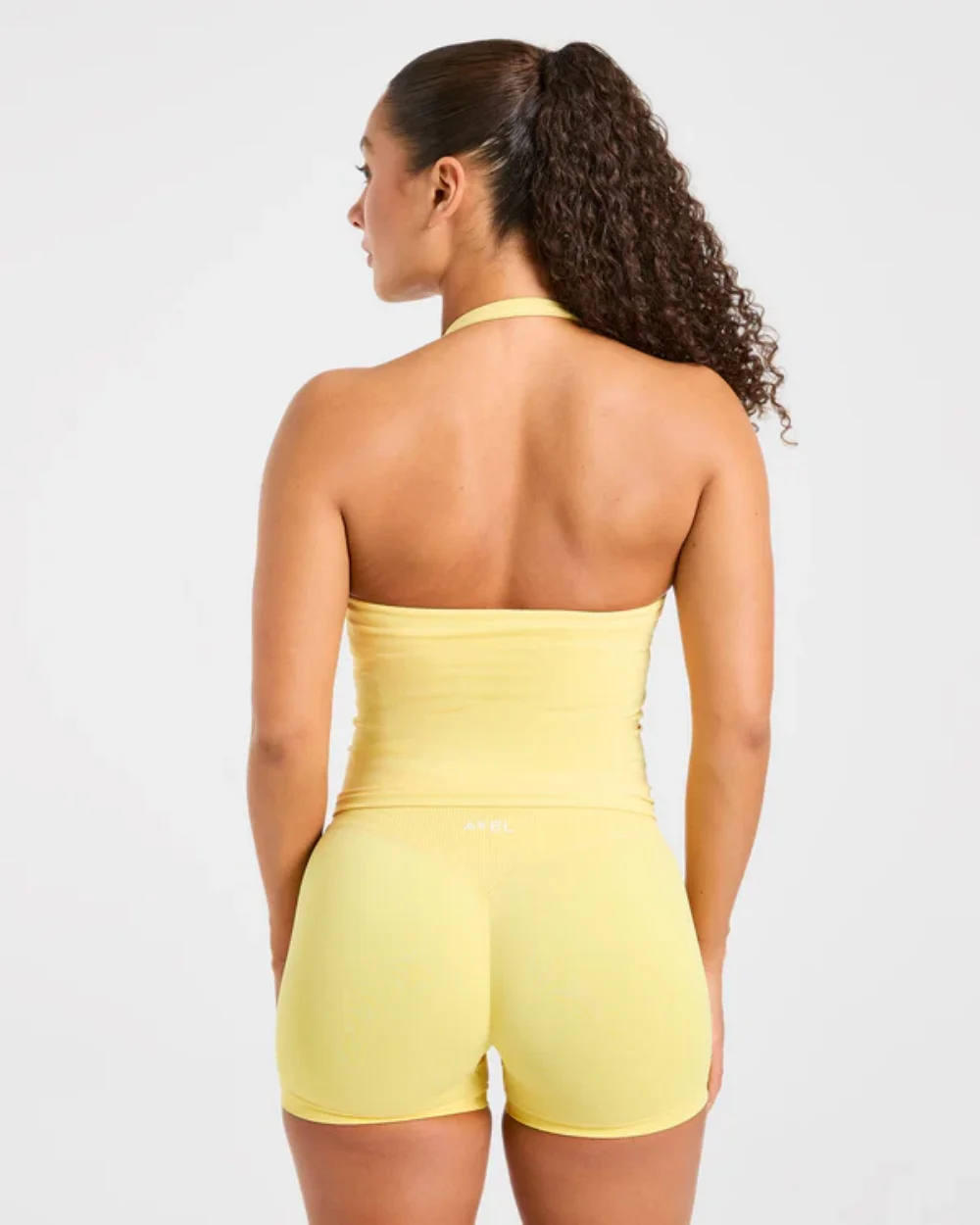 Brand Halter-Neck Top & Sports Bra Set, Ruched Butt-Lifting Fitness Shorts, Athletic Shorts, and Stretchy Fitness Leggings