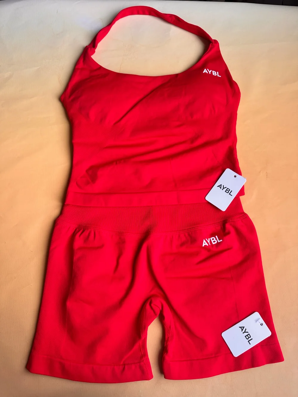 Brand Halter-Neck Top & Sports Bra Set, Ruched Butt-Lifting Fitness Shorts, Athletic Shorts, and Stretchy Fitness Leggings