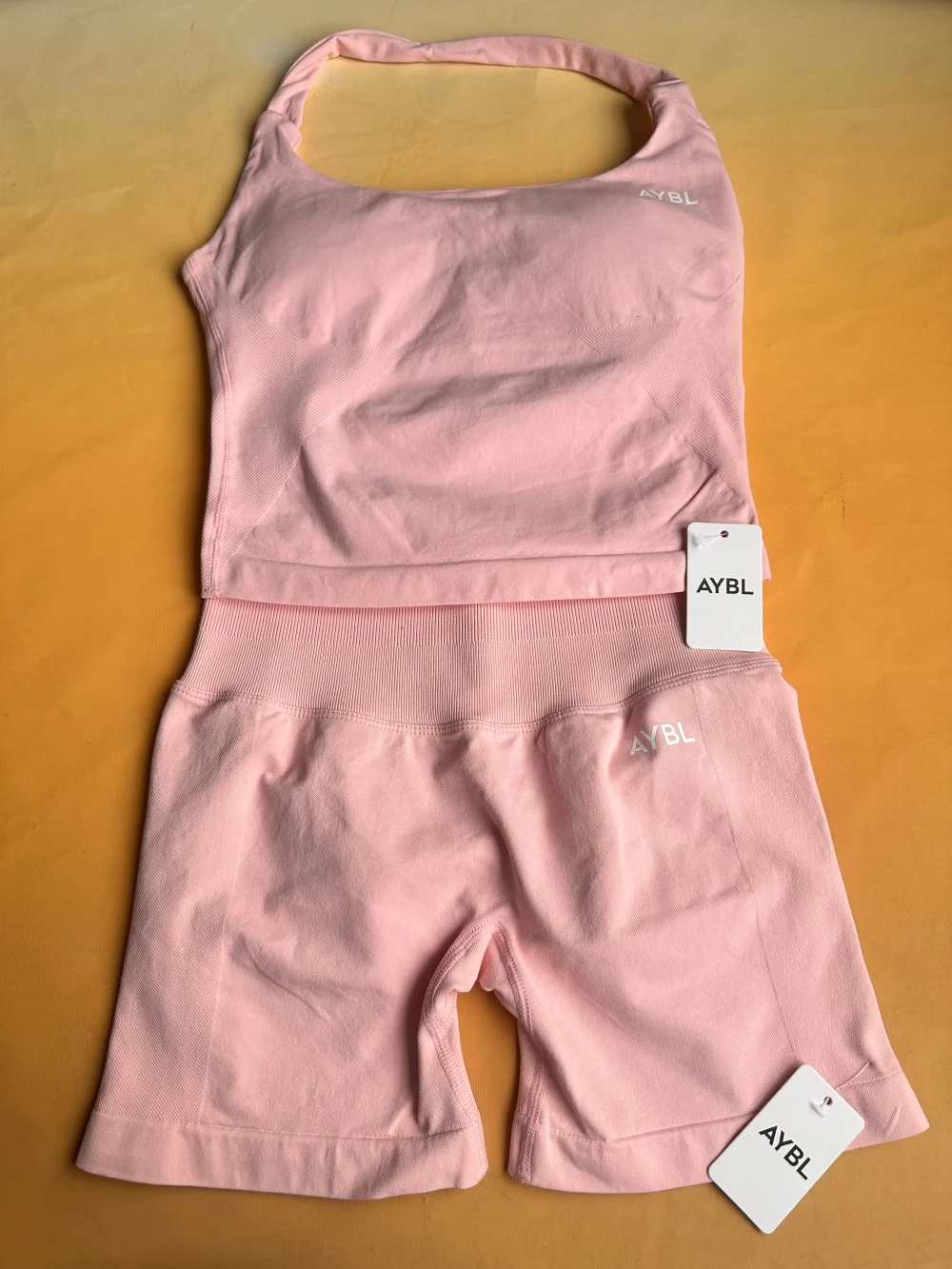 Brand Halter-Neck Top & Sports Bra Set, Ruched Butt-Lifting Fitness Shorts, Athletic Shorts, and Stretchy Fitness Leggings