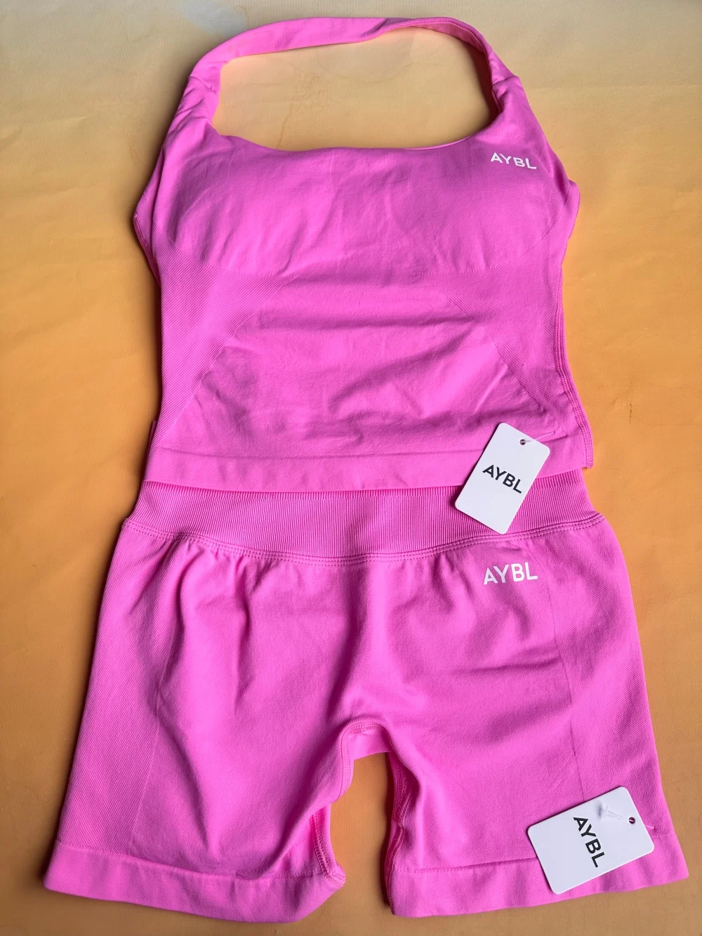 Brand Halter-Neck Top & Sports Bra Set, Ruched Butt-Lifting Fitness Shorts, Athletic Shorts, and Stretchy Fitness Leggings