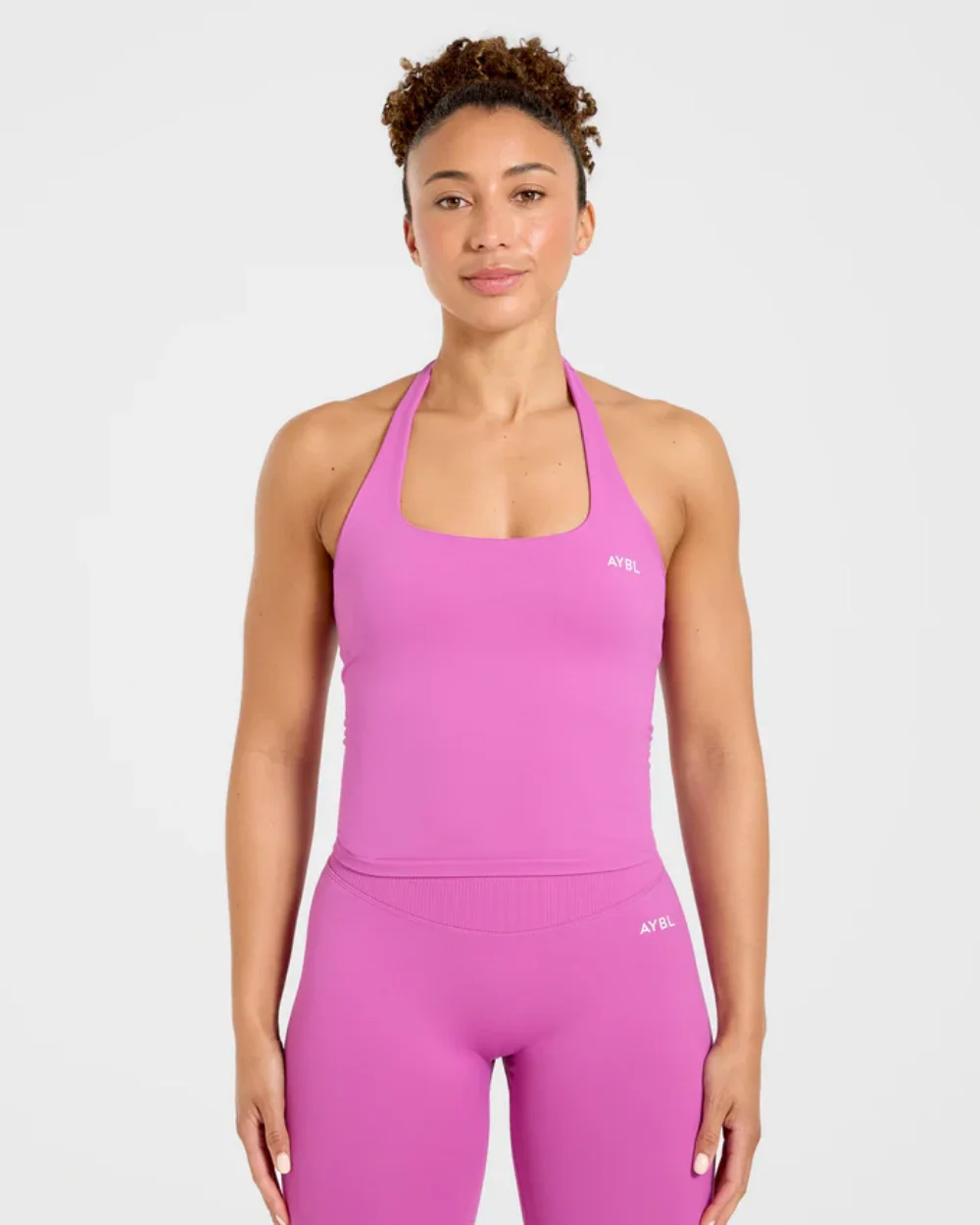 Brand Halter-Neck Top & Sports Bra Set, Ruched Butt-Lifting Fitness Shorts, Athletic Shorts, and Stretchy Fitness Leggings