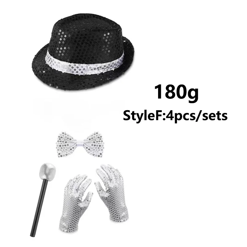 Michael Jackson Cosplay Accessories Set Sequin Hat Gloves Sunglasses Suspender Tie for Halloween Party