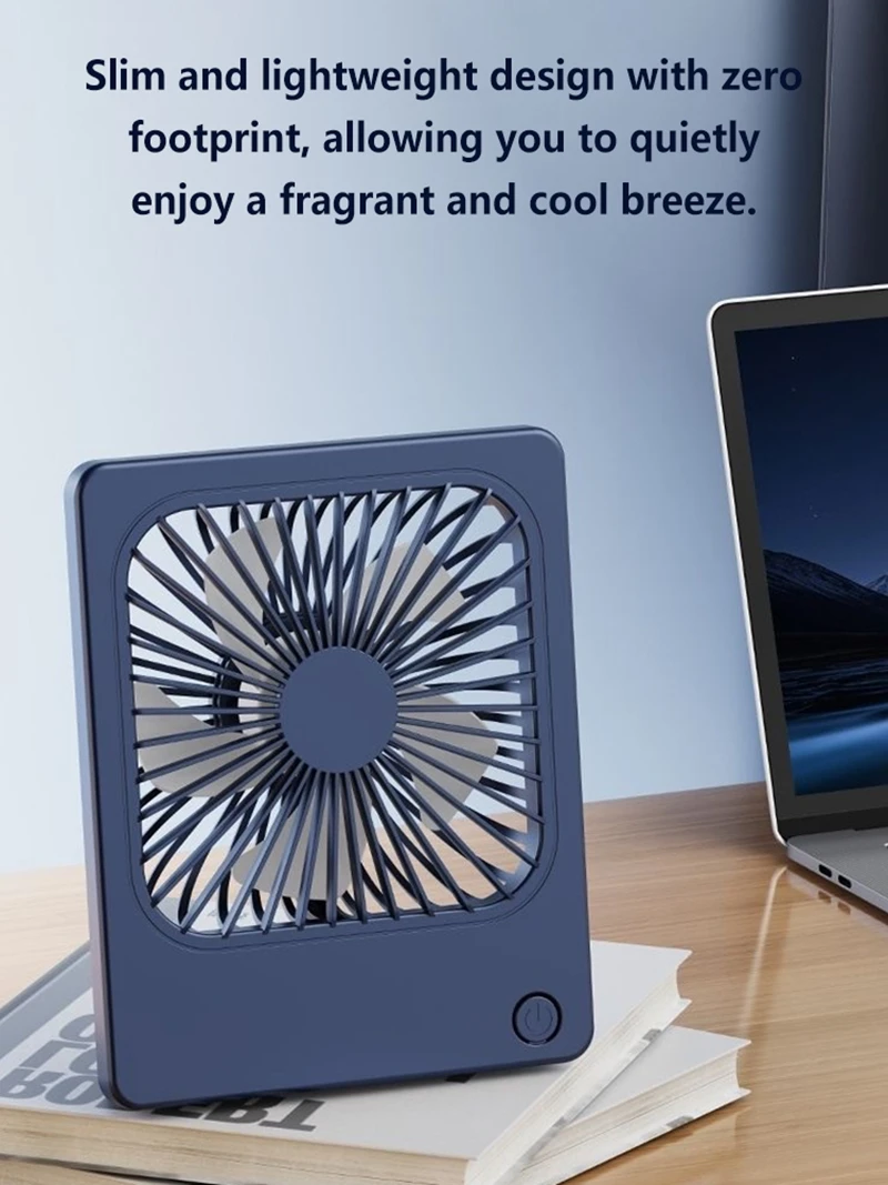 Lenovo Ultra Thin Rechargeable Desktop Fan 3 Speed Portable Mini Table Cooling Fan Type-C Charging for Office Bedroom Travel