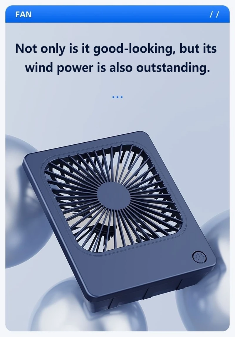 Lenovo Ultra Thin Rechargeable Desktop Fan 3 Speed Portable Mini Table Cooling Fan Type-C Charging for Office Bedroom Travel