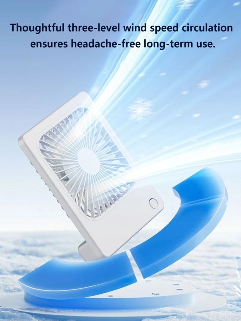 Lenovo Ultra Thin Rechargeable Desktop Fan 3 Speed Portable Mini Table Cooling Fan Type-C Charging for Office Bedroom Travel