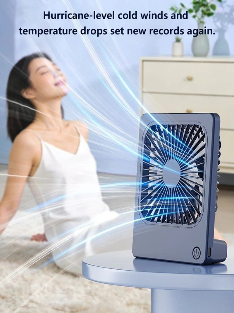 Lenovo Ultra Thin Rechargeable Desktop Fan 3 Speed Portable Mini Table Cooling Fan Type-C Charging for Office Bedroom Travel
