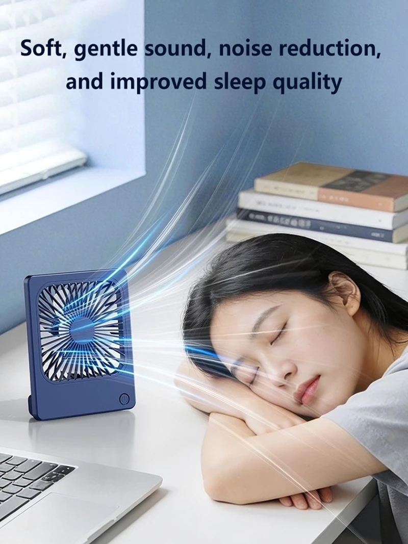 Lenovo Ultra Thin Rechargeable Desktop Fan 3 Speed Portable Mini Table Cooling Fan Type-C Charging for Office Bedroom Travel