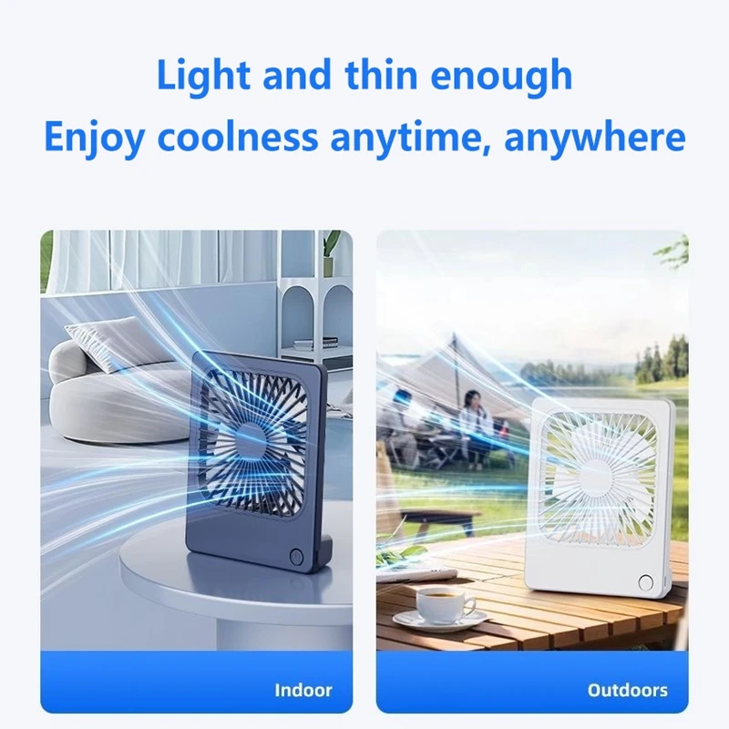 Lenovo Ultra Thin Rechargeable Desktop Fan 3 Speed Portable Mini Table Cooling Fan Type-C Charging for Office Bedroom Travel