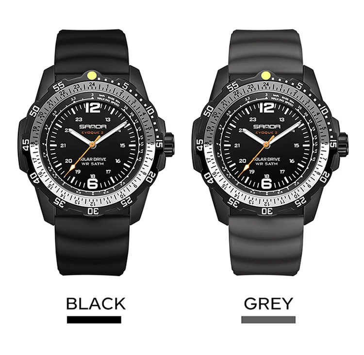 SANDA Luxury Men's Solar-powered Watch Creative Quartz Dial Luminous Hands Waterproof Sport Student Wristwatch Innovative Design