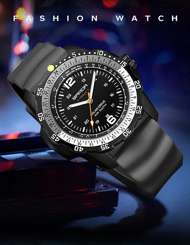 SANDA Luxury Men's Solar-powered Watch Creative Quartz Dial Luminous Hands Waterproof Sport Student Wristwatch Innovative Design