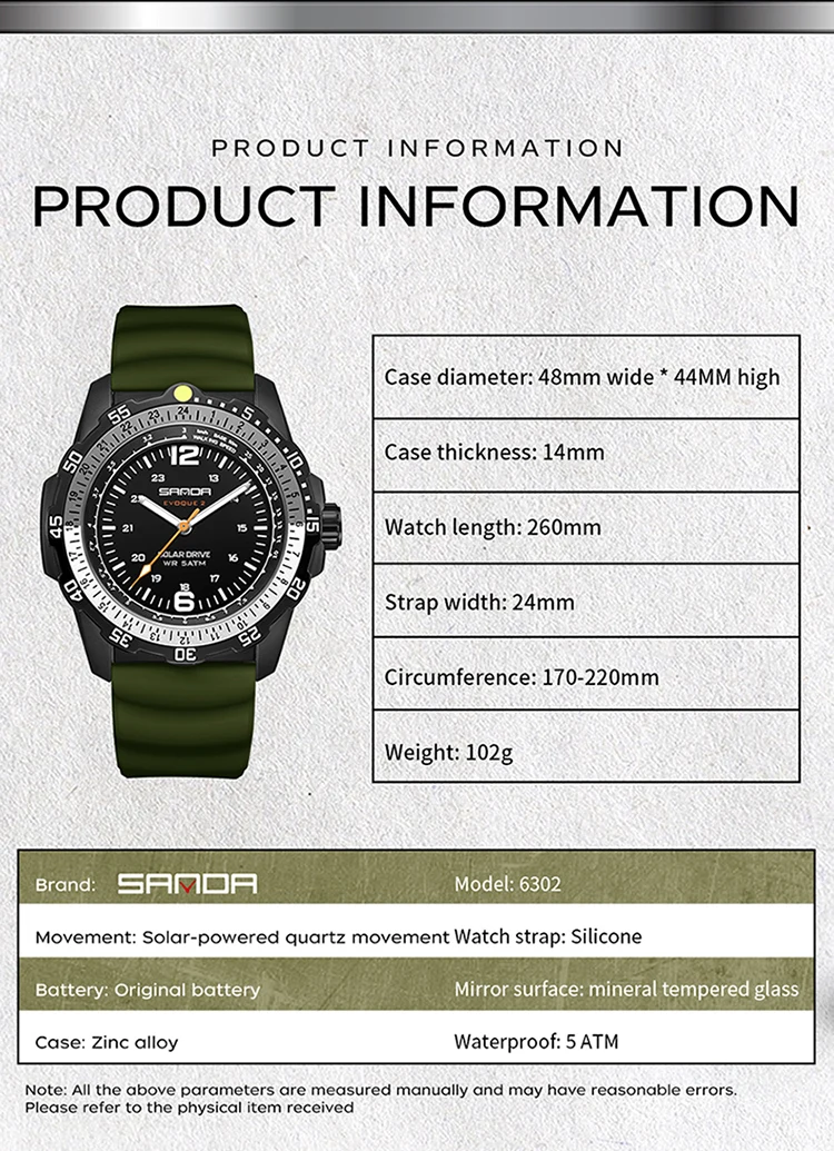 SANDA Luxury Men's Solar-powered Watch Creative Quartz Dial Luminous Hands Waterproof Sport Student Wristwatch Innovative Design