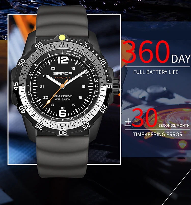 SANDA Luxury Men's Solar-powered Watch Creative Quartz Dial Luminous Hands Waterproof Sport Student Wristwatch Innovative Design