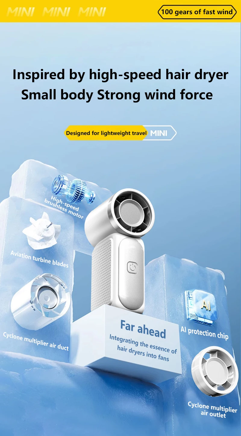 Lenovo Portable Handheld Mini Fan 100 Speed Adjust Type C Rechargeable Fan Digital Display Desktop Fan Outdoor