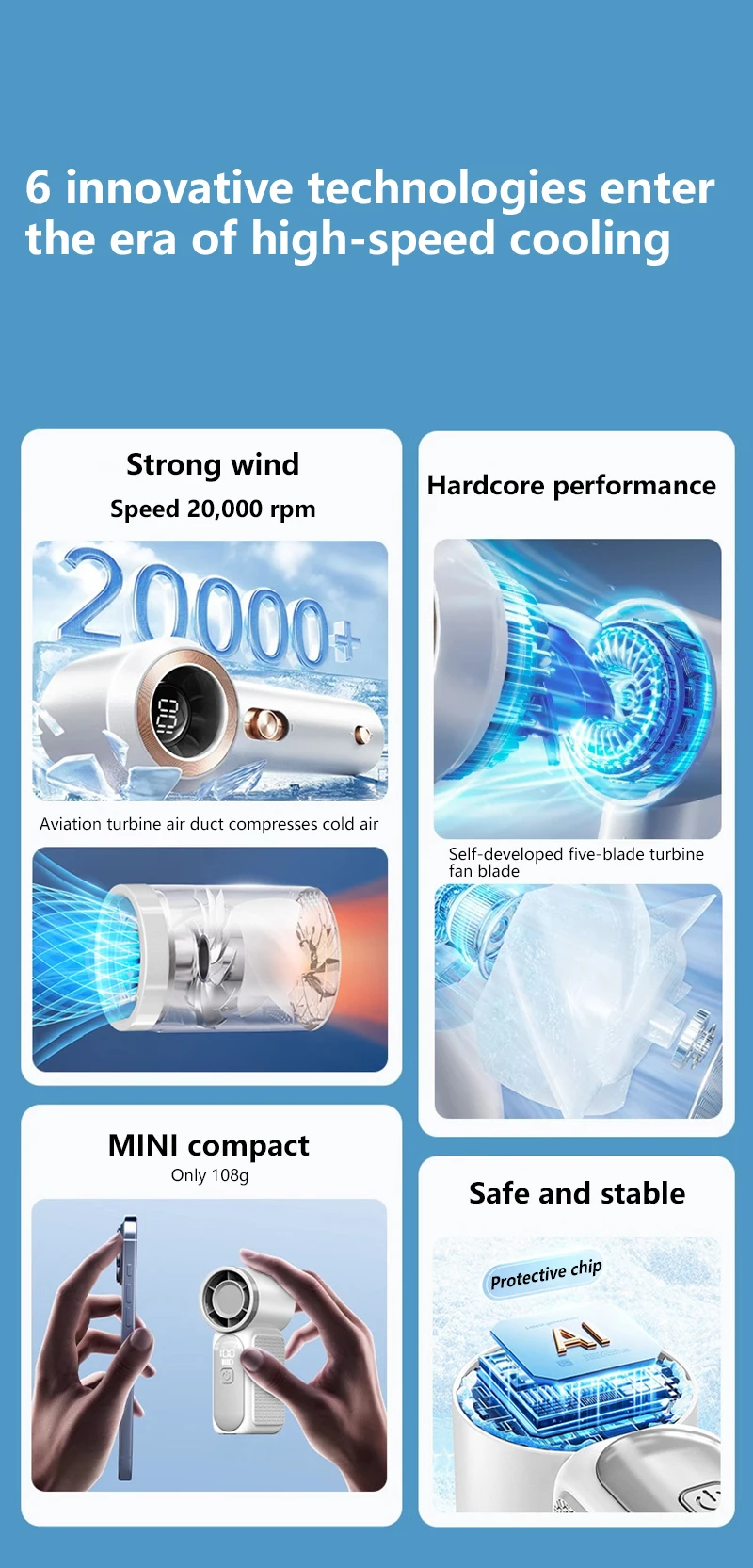 Lenovo Portable Handheld Mini Fan 100 Speed Adjust Type C Rechargeable Fan Digital Display Desktop Fan Outdoor