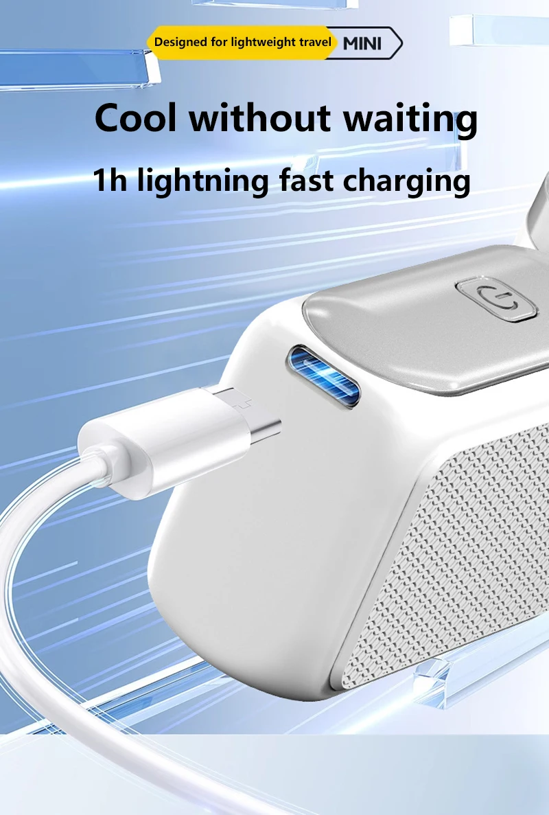 Lenovo Portable Handheld Mini Fan 100 Speed Adjust Type C Rechargeable Fan Digital Display Desktop Fan Outdoor