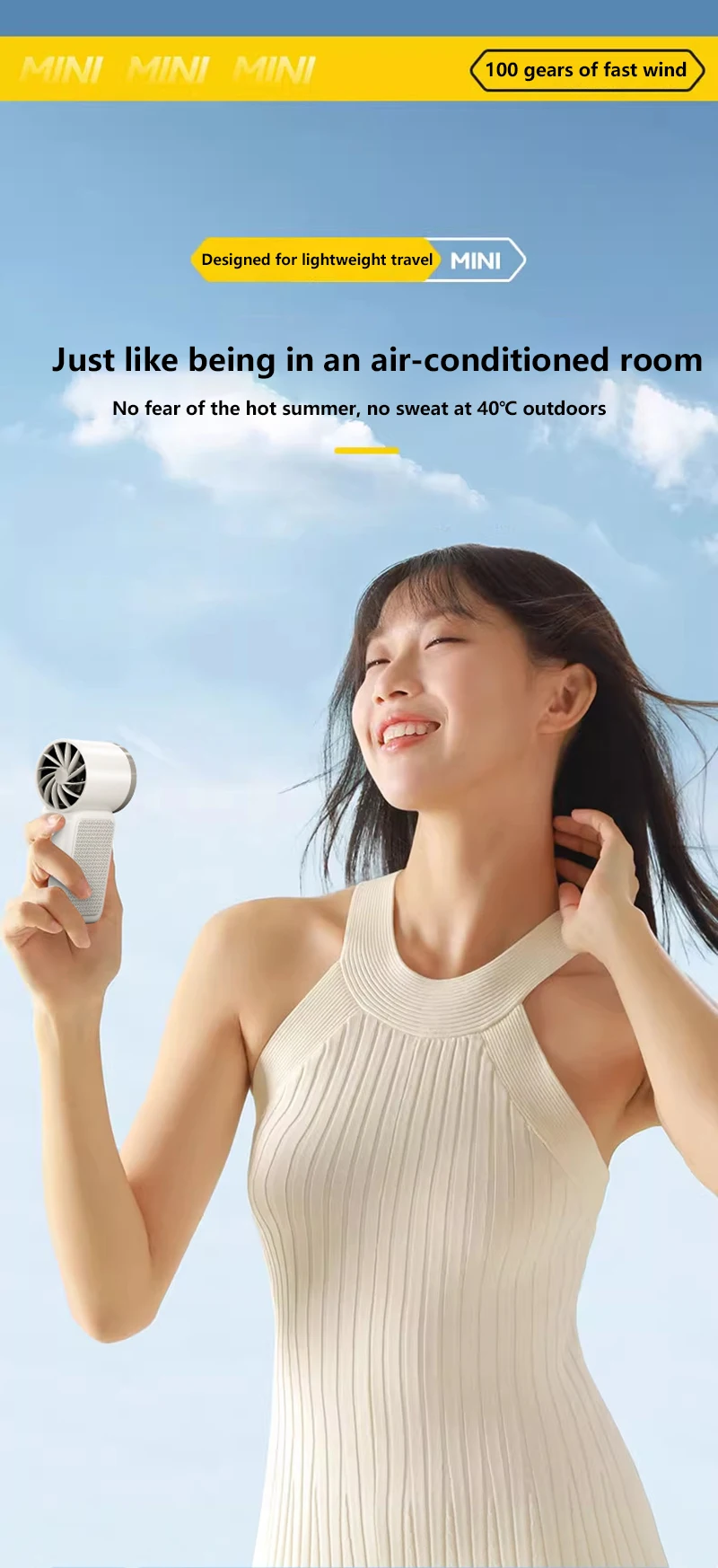 Lenovo Portable Handheld Mini Fan 100 Speed Adjust Type C Rechargeable Fan Digital Display Desktop Fan Outdoor