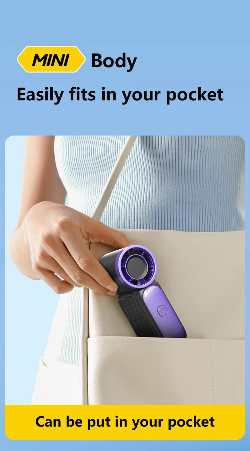 Lenovo Portable Handheld Mini Fan 100 Speed Adjust Type C Rechargeable Fan Digital Display Desktop Fan Outdoor