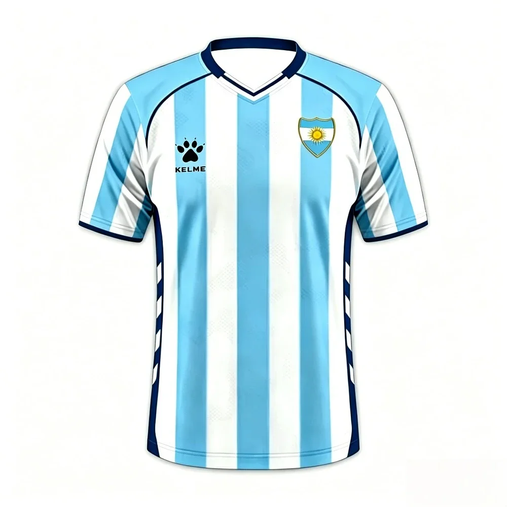 2026 Argentina Style Men's Soccer Jersey Short Sleeve Sports T-shirt for Training Daily Wear and Casual Sports