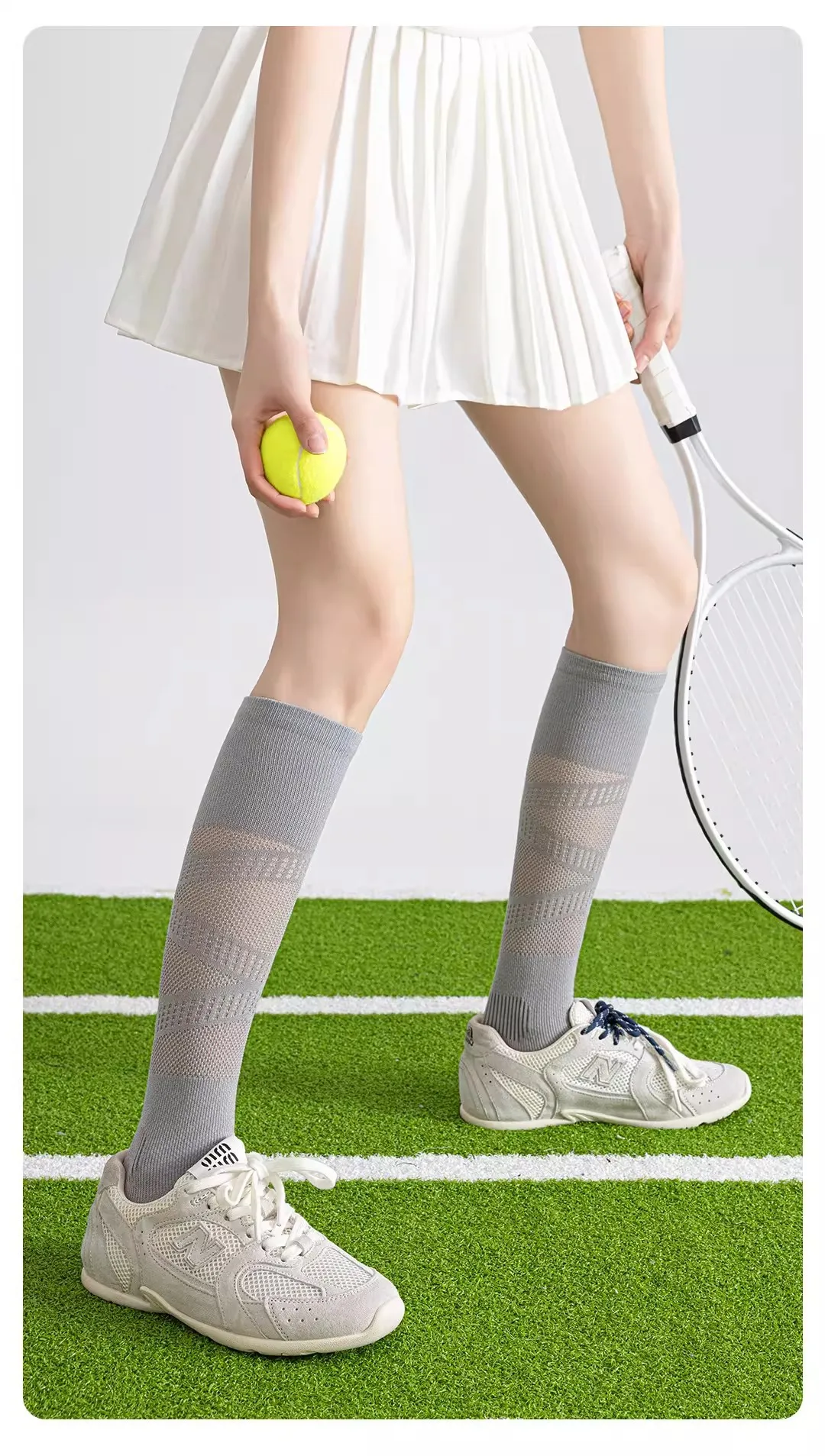 Compression Socks for Women Men Running Cycling Sports Socks Breathable Mesh Spring Summer Thin Knee High Socks for Fitness Gym