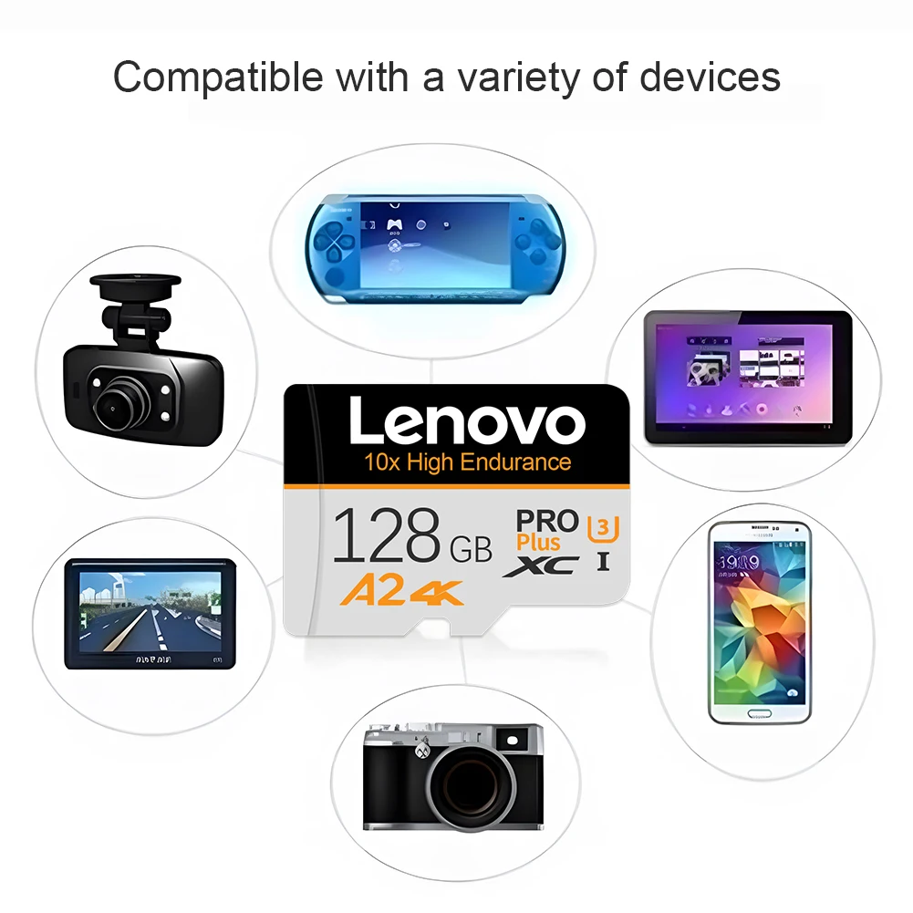 Lenovo SD Card 256GB 512GB Micro TF SD Card Memory Card A2 V60 For Quadcopter 128GB High Speed 4K Video Drone Footage Storage