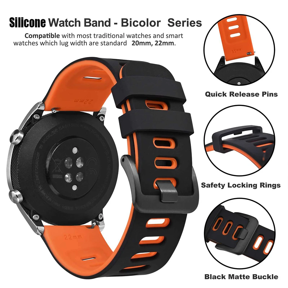 20/22mm Official Strap For Garmin Forerunner 55 245 165 255 265 745 70 170 Music Vivoactive 6 5 Venu Silicone Bands Replacement