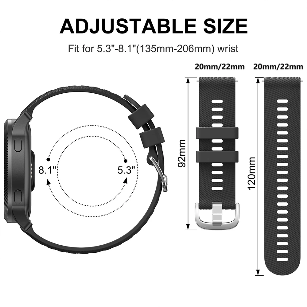 20/22mm Official Strap For Garmin Forerunner 55 245 165 255 265 745 70 170 Music Vivoactive 6 5 Venu Silicone Bands Replacement