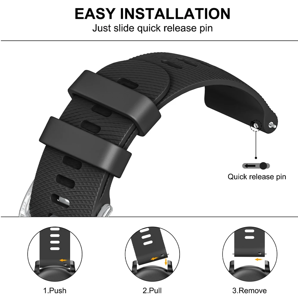 20/22mm Official Strap For Garmin Forerunner 55 245 165 255 265 745 70 170 Music Vivoactive 6 5 Venu Silicone Bands Replacement