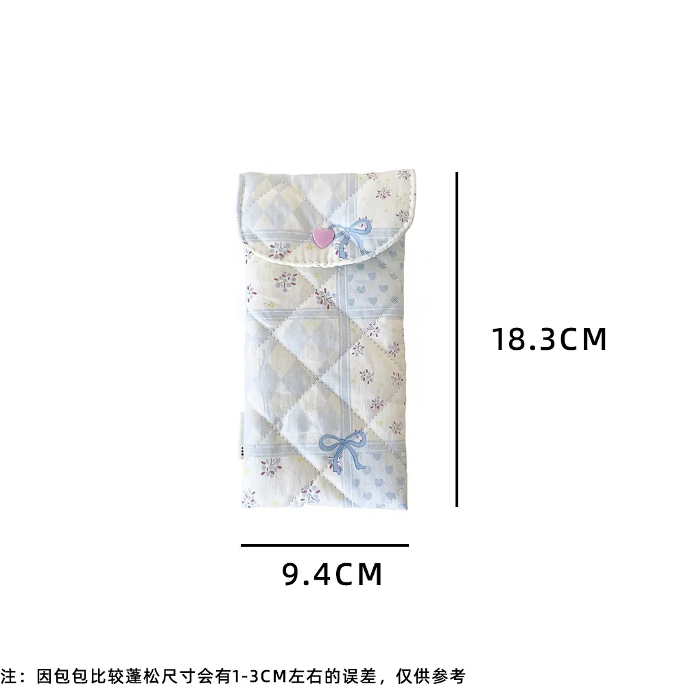 1pc Fashion Floral Bow Snap Pen Bag Student Stationery Girl Portable Glasses Storage Bag Large Capacity Travel Makeup Bag Gifts
