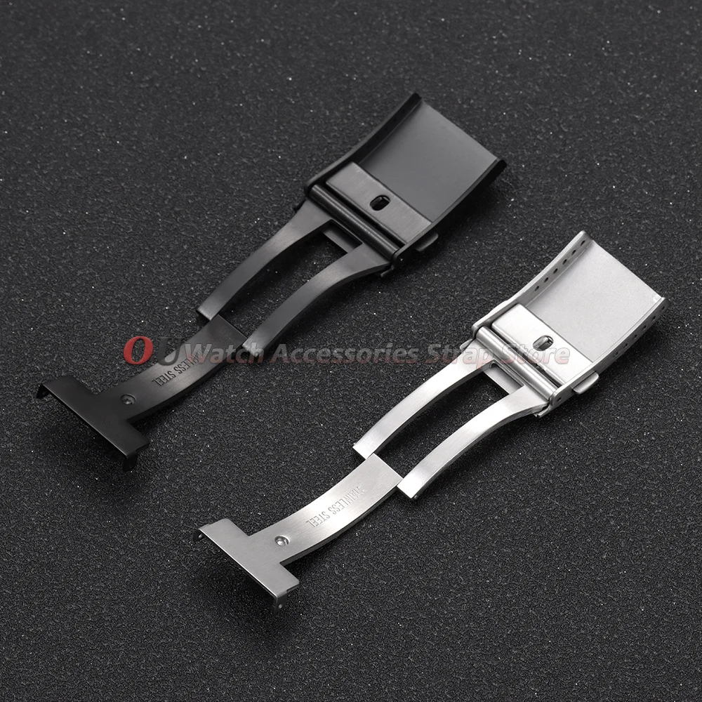 18mm 20mm 22mm Stainless Steel Extended Fold Solid Watch Buckle for Seiko Silver Double Push Safety Milled Clasp Watchband Clasp