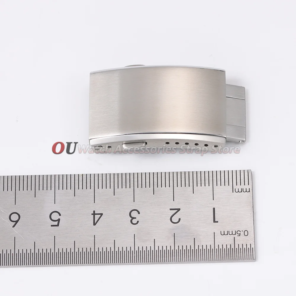 18mm 20mm 22mm Stainless Steel Extended Fold Solid Watch Buckle for Seiko Silver Double Push Safety Milled Clasp Watchband Clasp
